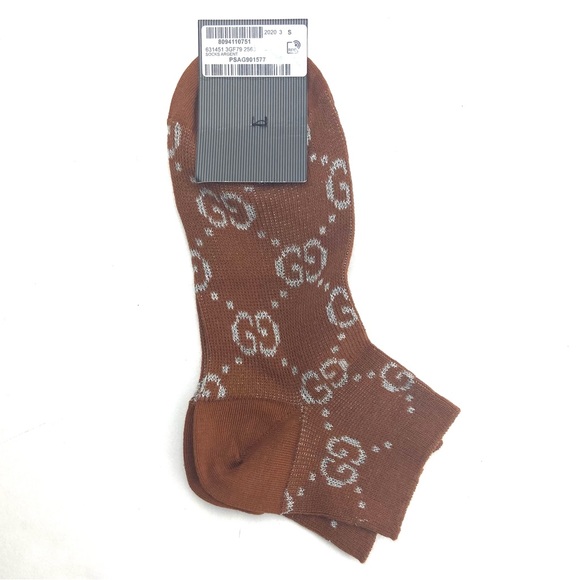 Gucci #631451 GG Glitter Ankle Socks, Size Small - Picture 4 of 6